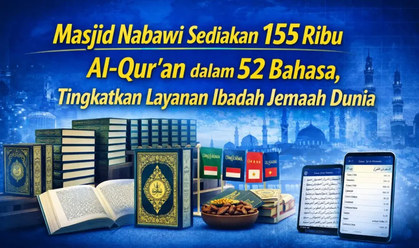 Masjid Nabawi Sediakan 155 Ribu Al-Qur’an dalam 52 Bahasa, Tingkatkan Layanan Ibadah Jemaah Dunia