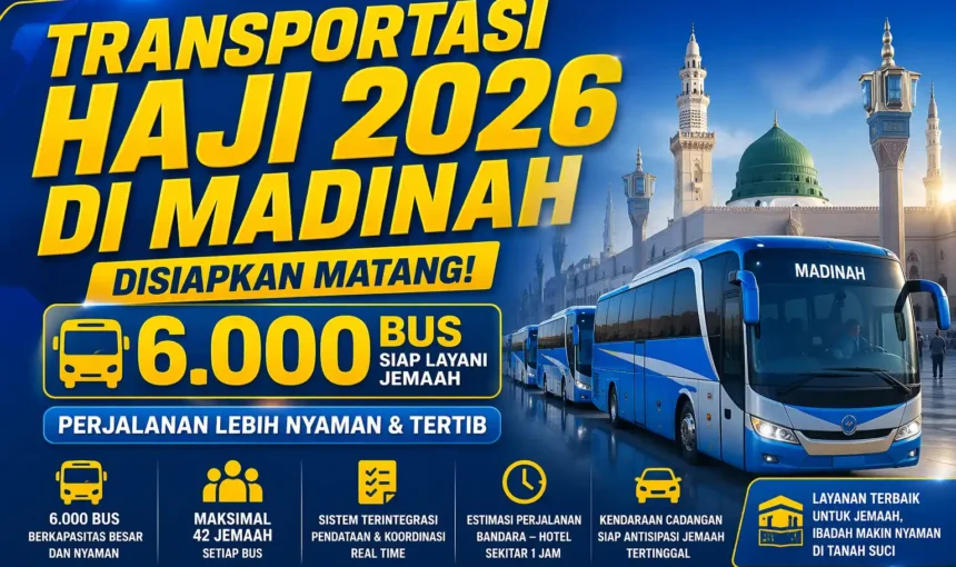 Transportasi Haji 2026 di Madinah Disiapkan Matang! 6.000 Bus Siap Layani Jemaah, Perjalanan Lebih Nyaman & Tertib
