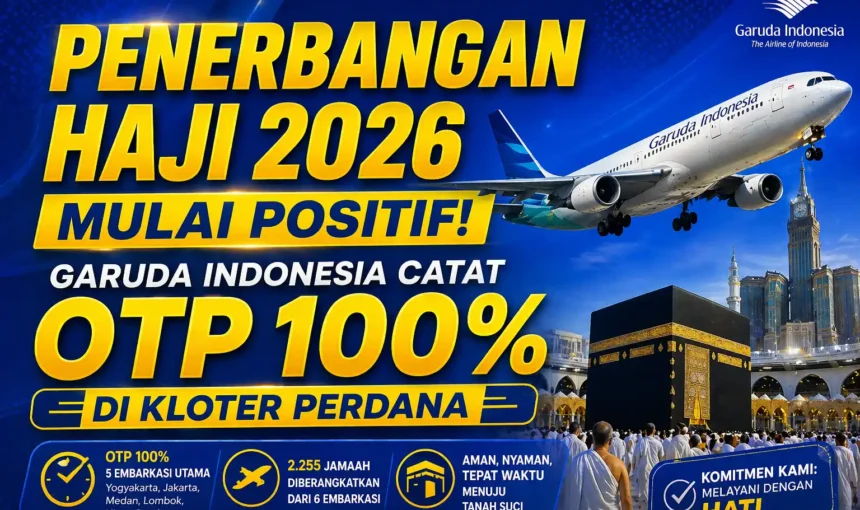 Penerbangan Haji 2026 Mulai Positif! Garuda Indonesia Catat OTP 100% di Kloter Perdana