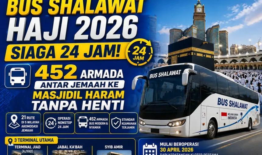 Bus Shalawat Haji 2026 Siaga 24 Jam! 452 Armada Antar Jemaah ke Masjidil Haram Tanpa Henti