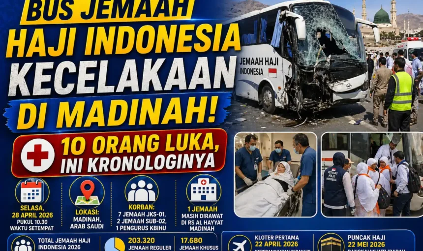 Bus Jemaah Haji Indonesia Kecelakaan di Madinah! 10 Orang Luka, Ini Kronologinya